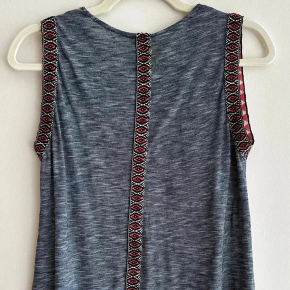 W5 Black and White Marble Striped Tank Top with Aztec Print Shoulders, Size Med - Picture 10 of 15